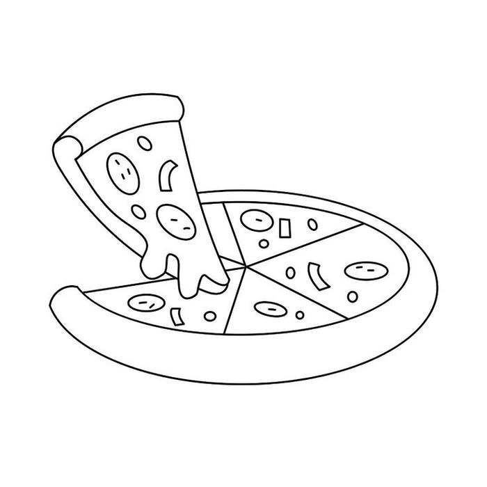 hình hình ảnh tranh tô màu bánh pizza phô mai kéo sợi