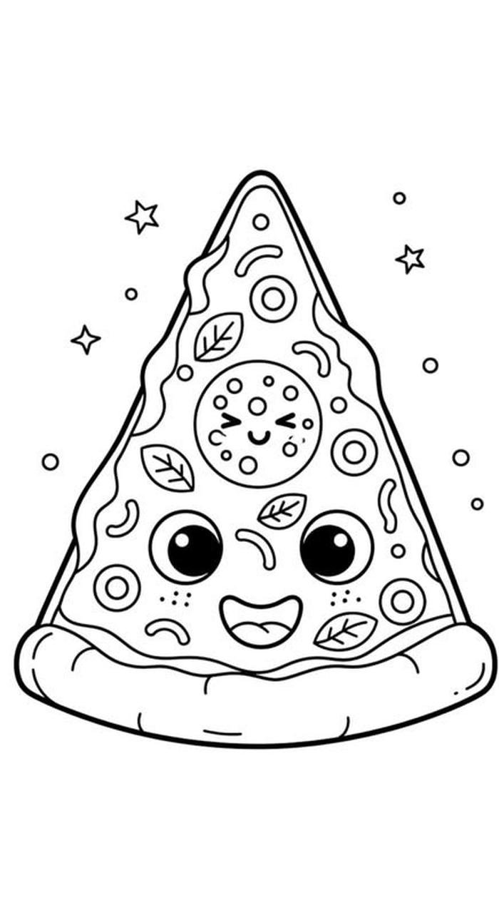 hình hình tranh tô màu bánh pizza lát tam giác