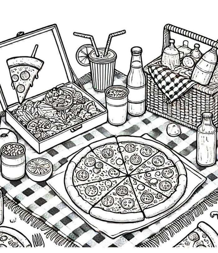 hình hình tranh tô màu bánh pizza nhân hải sản