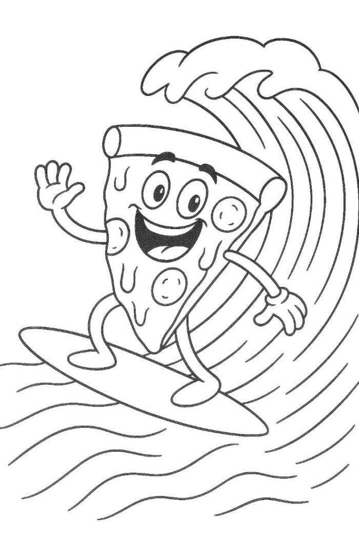 hình tranh tô màu bánh pizza mắt to