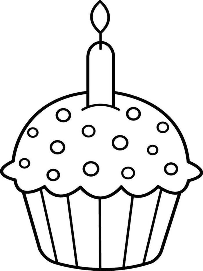 hình tranh tô màu cupcake đế sọc