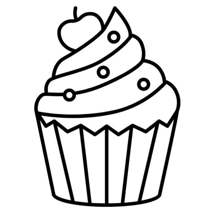 hình tranh tô màu cupcake kem xoắn