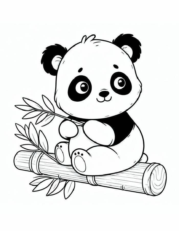 tranh tô màu con gấu trúc tai nhỏ nhắn