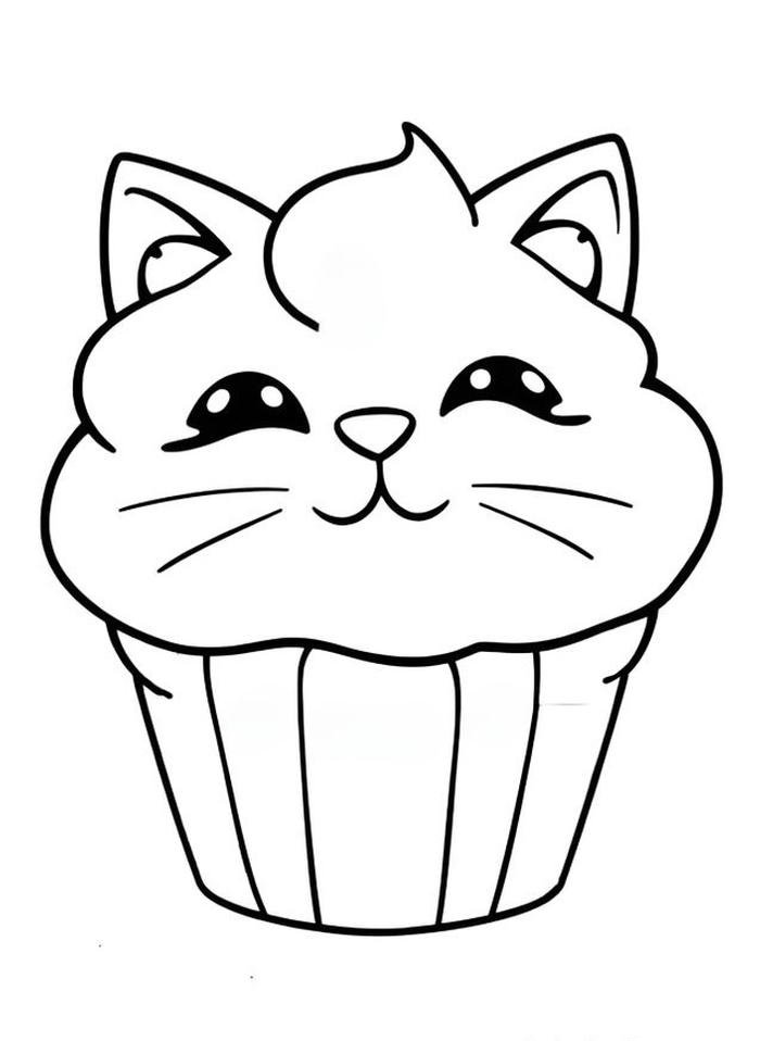 tranh tô màu cupcake mèo con