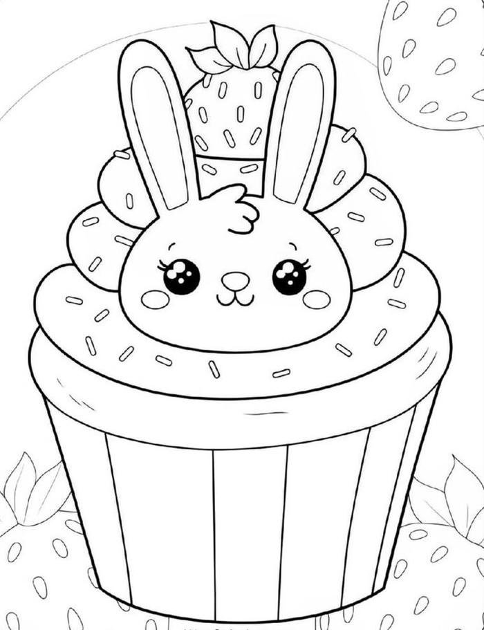 tranh tô màu cupcake thỏ xinh