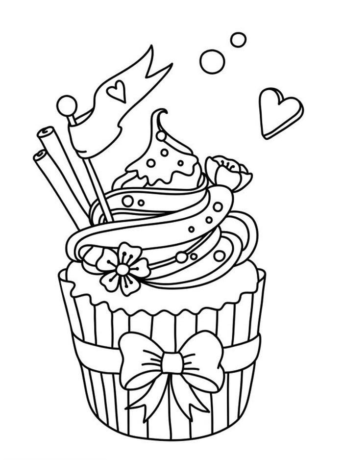 tranh tô màu tranh tô màu cupcake dáng tròn xinh