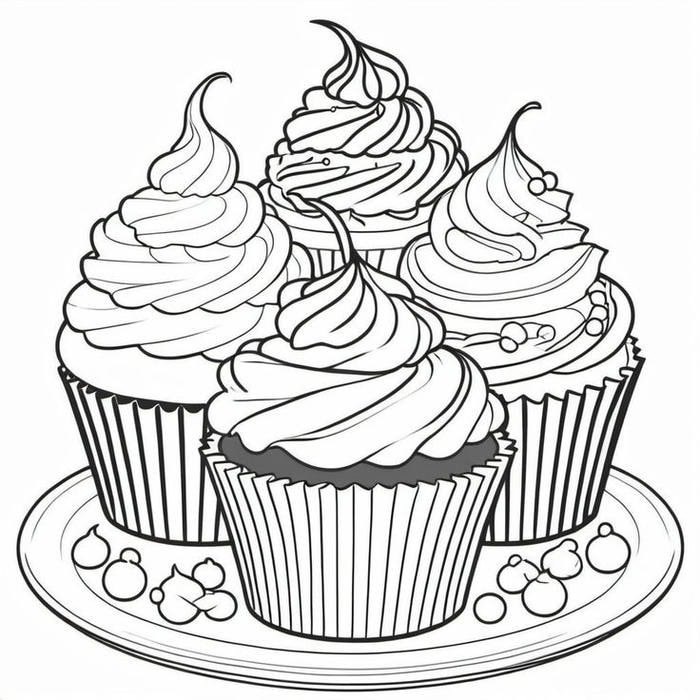 tranh tô màu tranh tô màu cupcake kem xoáy tròn