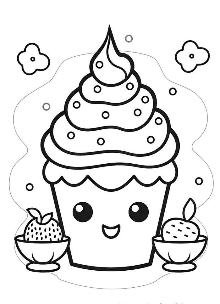 tranh tô màu tranh tô màu cupcake nụ cười rộng