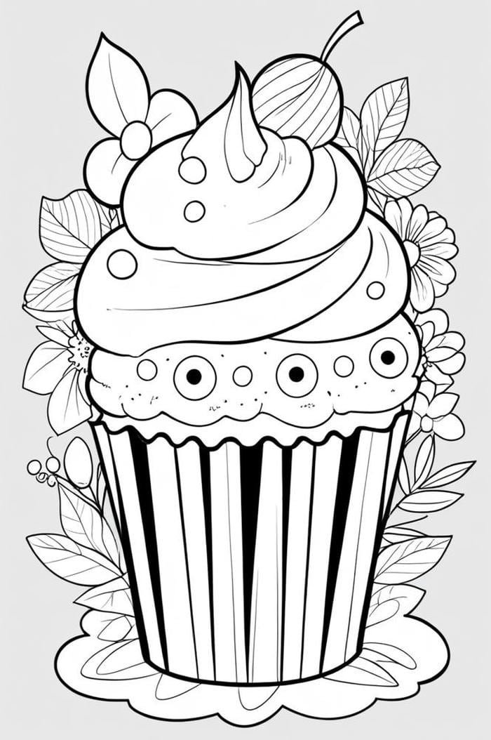 tranh tô màu tranh tô màu cupcake rắc cốm