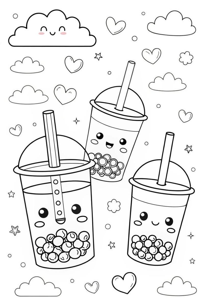 Ảnh ly đồ uống dễ thương phong cách cartoon