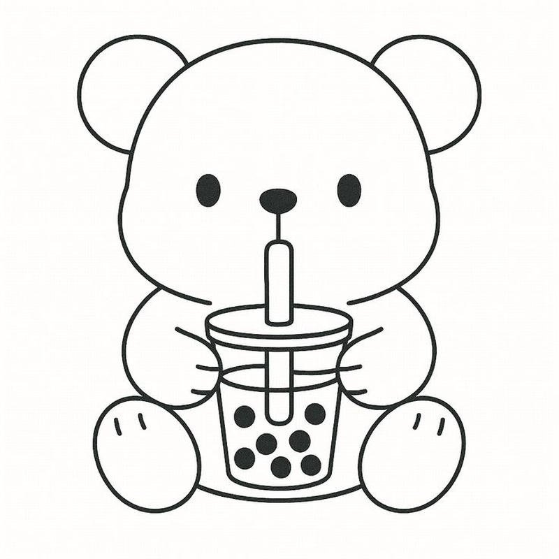 Ảnh minh họa đồ uống hoạt hình đáng yêu tranh tô màu trà sữa cute