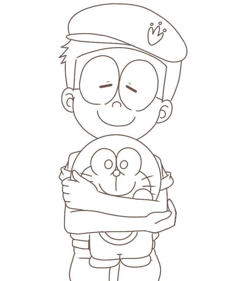 Ảnh minh họa nhân vật Nobita trắng đen
