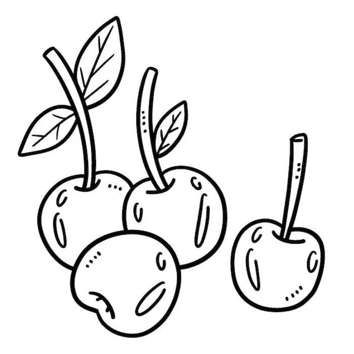 Ảnh quả cherry tranh tô màu tách rời
