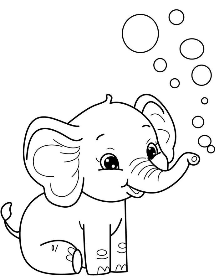Ảnh tranh tô màu con voi vòi cong