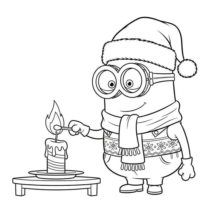 Ảnh tranh tô màu minion đốt cây nến.