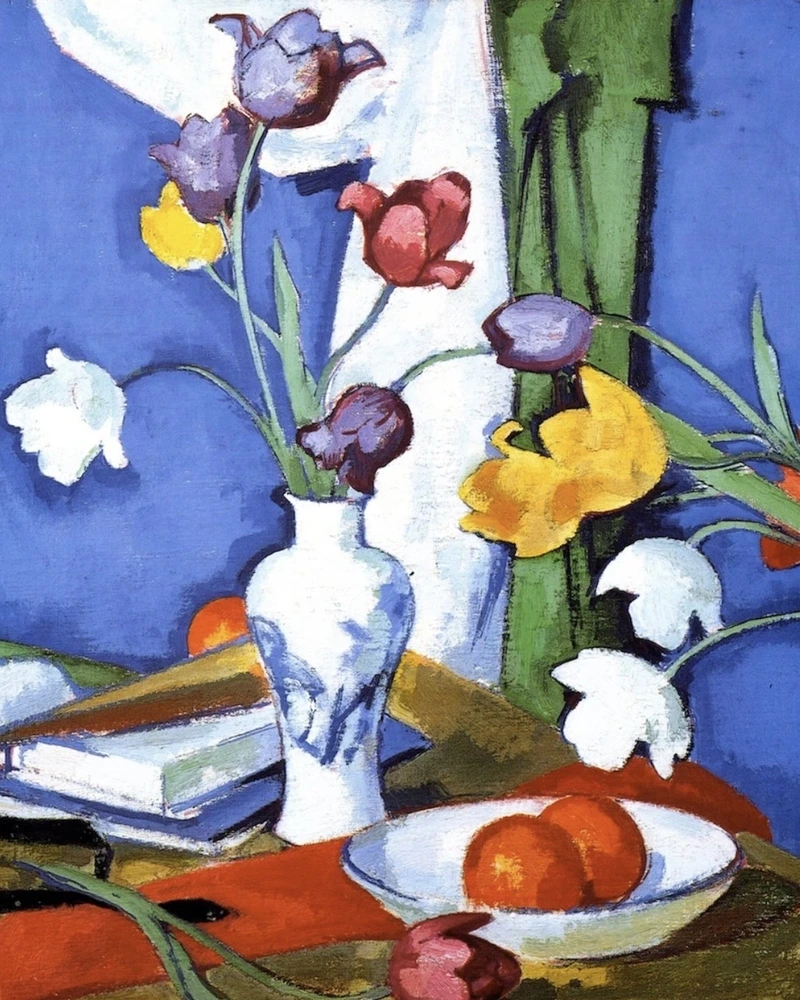 Ảnh vẽ tranh tĩnh vật hoa tulip mang phong cách cổ điển