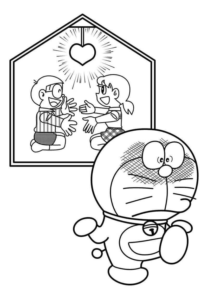 Bản vẽ tranh tô Nobita đơn giản