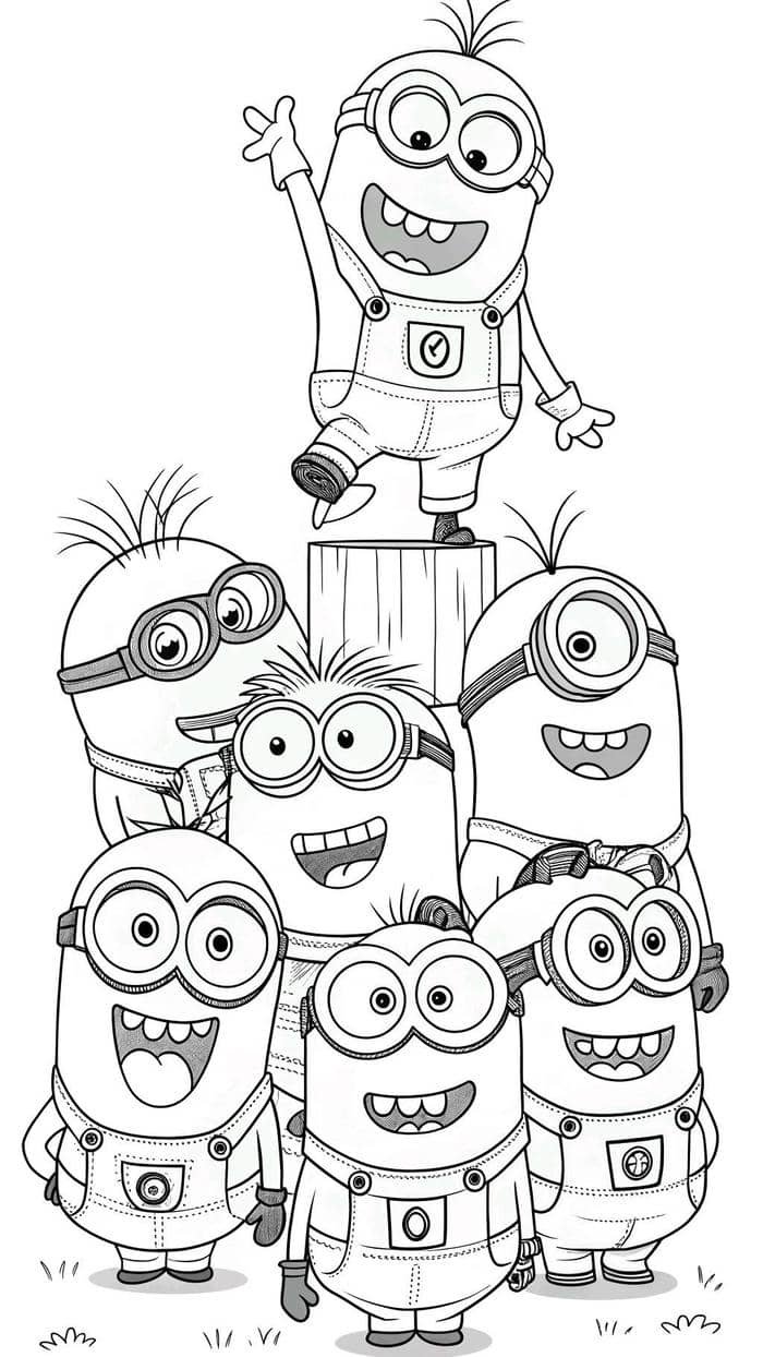 Bức ảnh tranh tô màu minion hội ngộ
