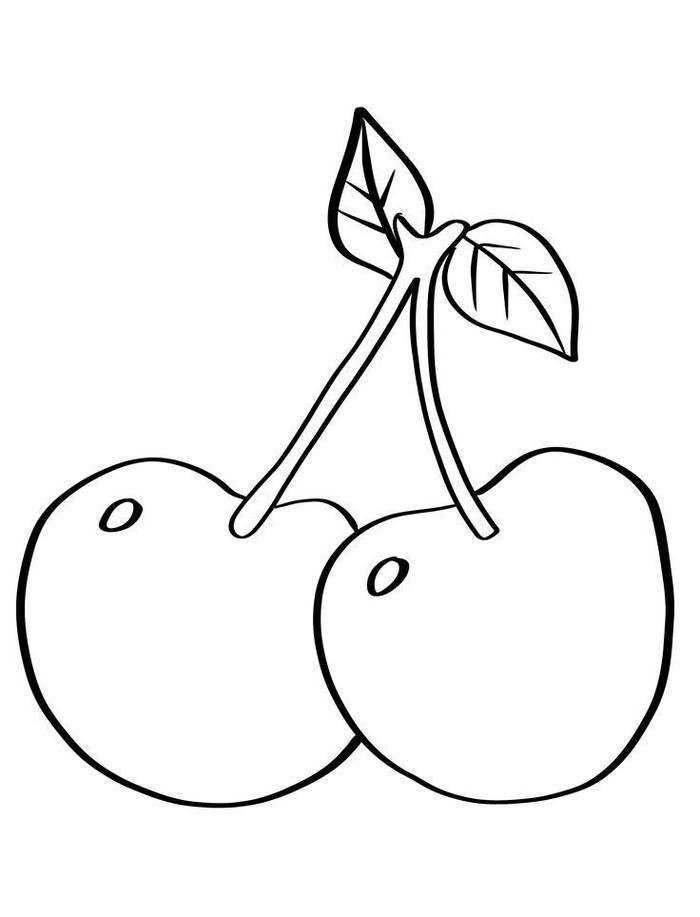 Bức ảnh tranh tô màu quả cherry nhỏ xinh dễ thương