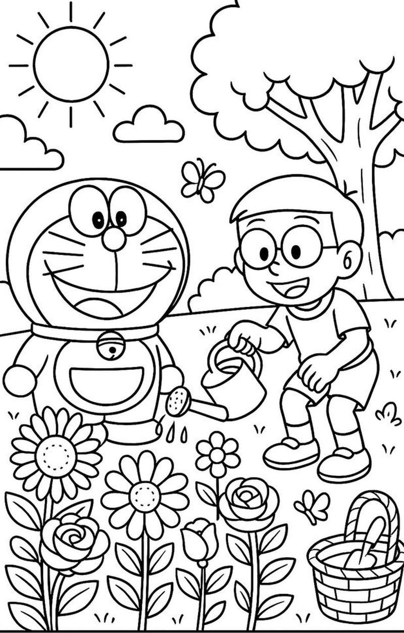 Bức phác họa Nobita dễ thương cho bé