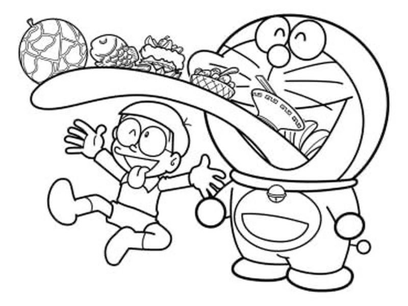Bức phác thảo nhân vật Nobita nét vẽ trắng đen