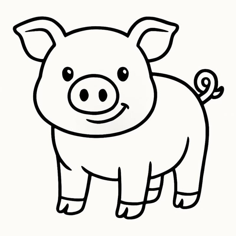 Bức tranh tô màu con lợn cute