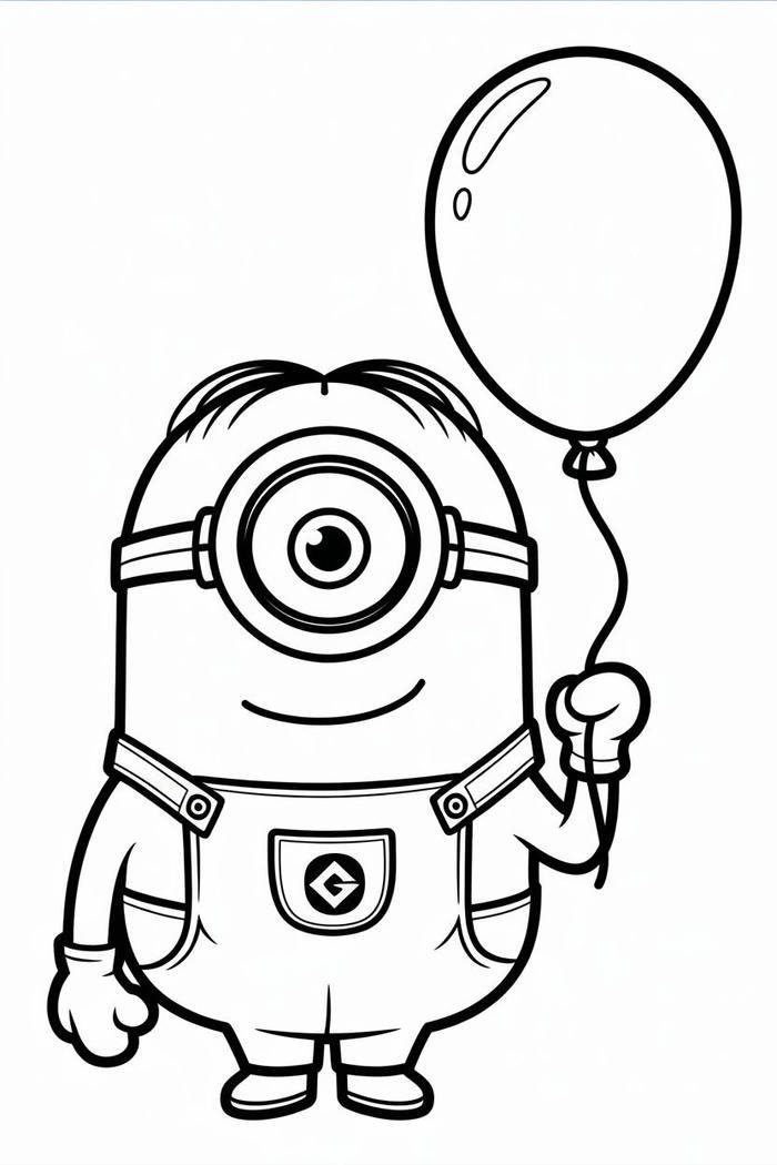 Bức tranh tô màu minion đơn giản cho bé.