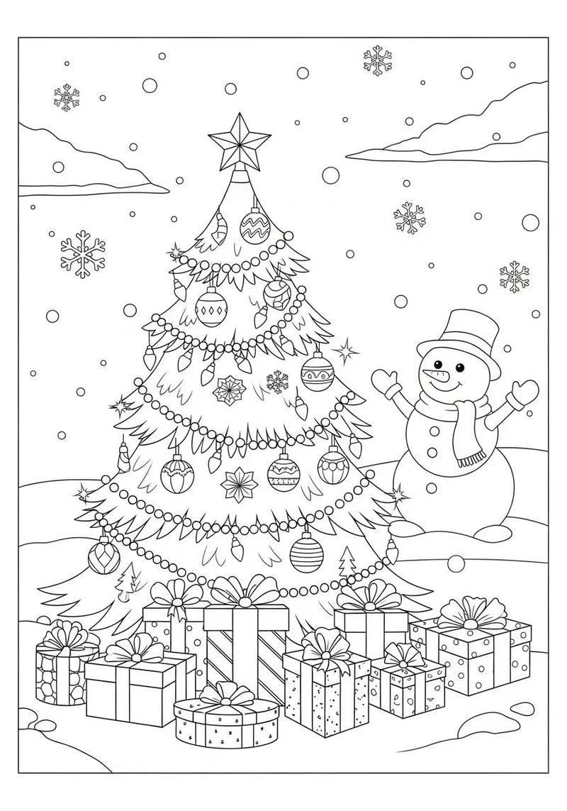 Cây thông Noel trang trí ngôi sao và quả châu