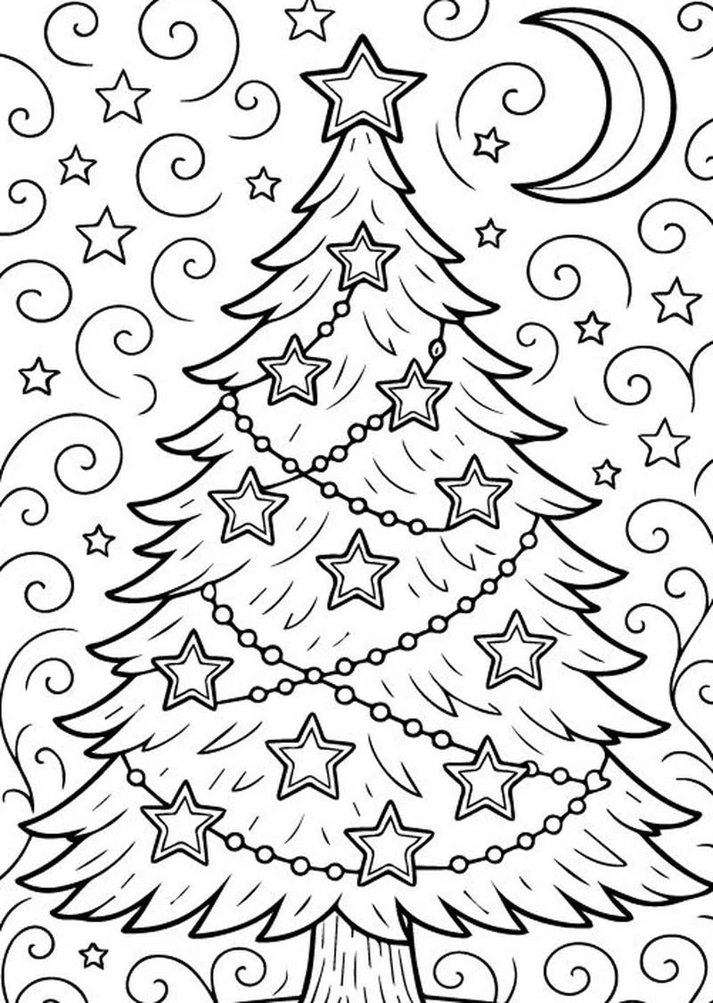 Cây thông Noel với dây ruy băng quấn quanh