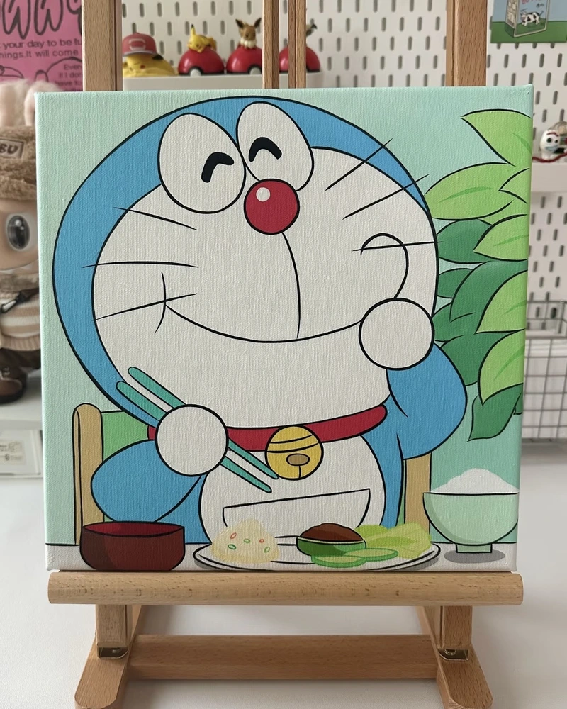Doraemon trong tranh vẽ với biểu cảm hồn nhiên
