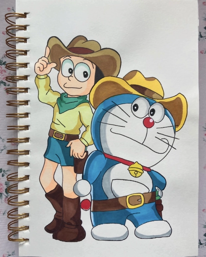 Hình Doraemon trong tranh vẽ mang cảm giác gần gũi