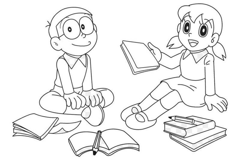 Hình ảnh Nobita hoạt hình đơn giản dễ in