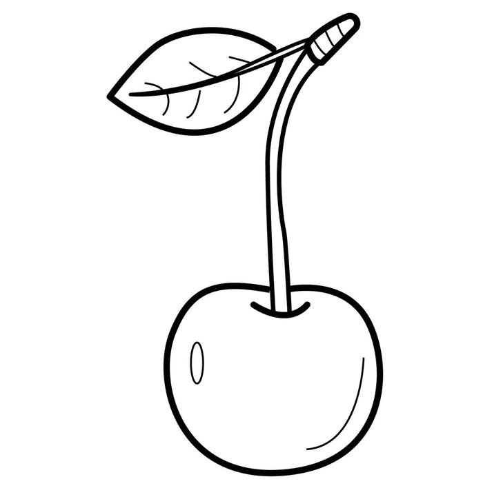 Hình ảnh quả cherry tranh tô màu dáng tròn nhỏ nhắn