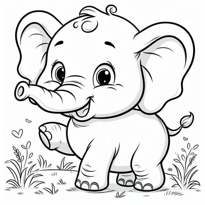 Hình ảnh tranh tô màu con voi phong thái chậm rãi