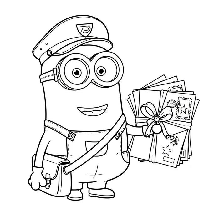 Hình ảnh tranh tô màu minion giao thư.