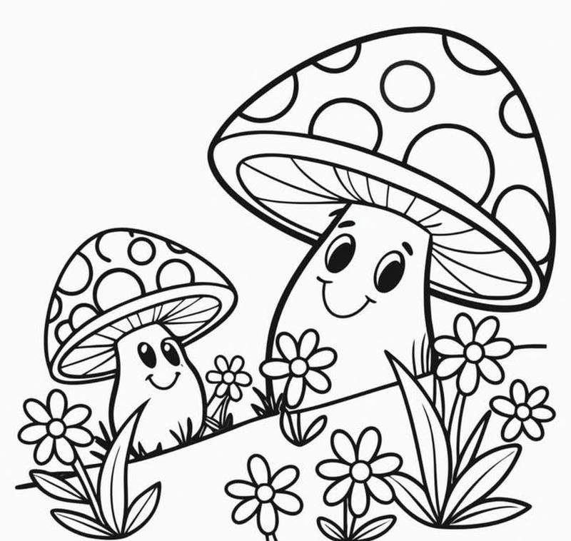 Hình cây nấm đôi mũ tròn cạnh nhau