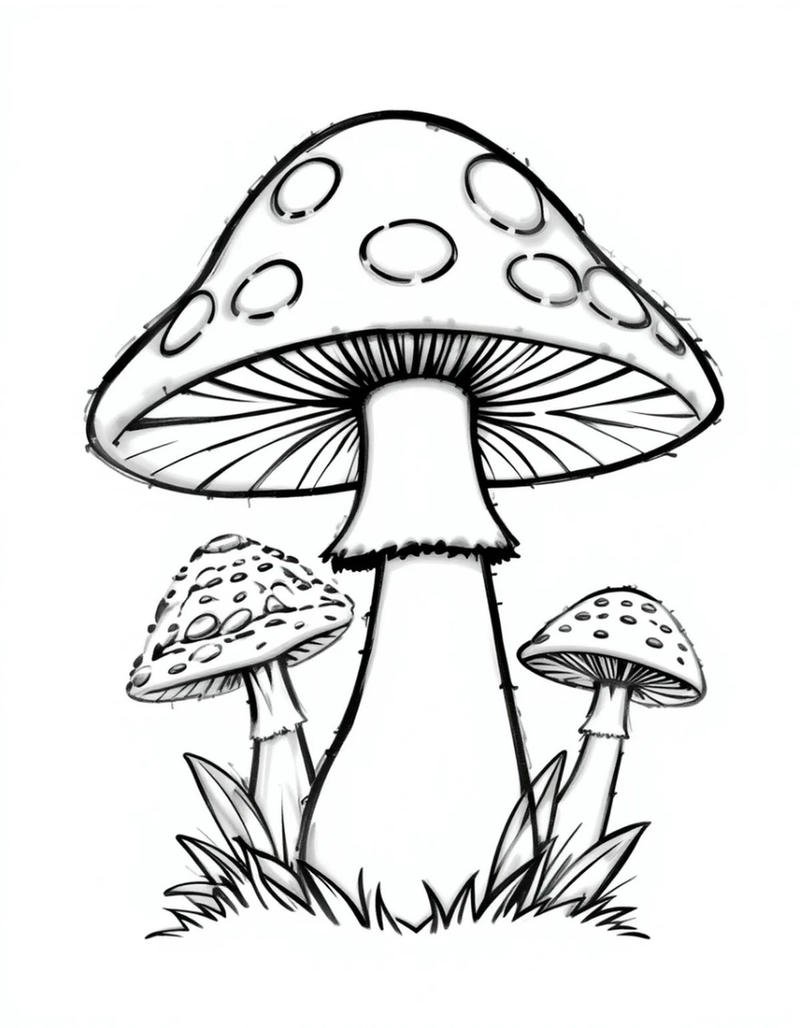 Hình cây nấm rừng thân thấp mũ lớn