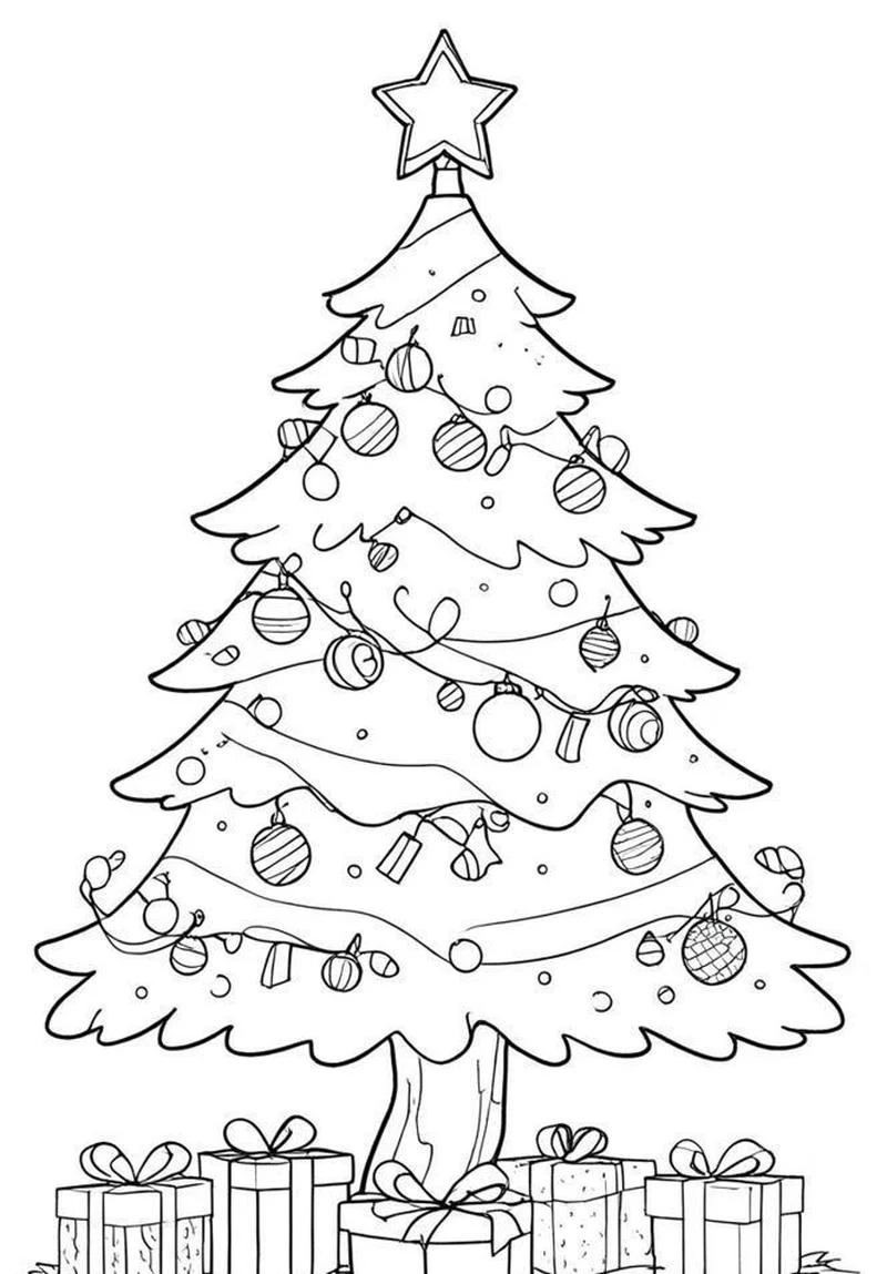 Hình cây thông Noel đơn giản cho ngày Giáng Sinh
