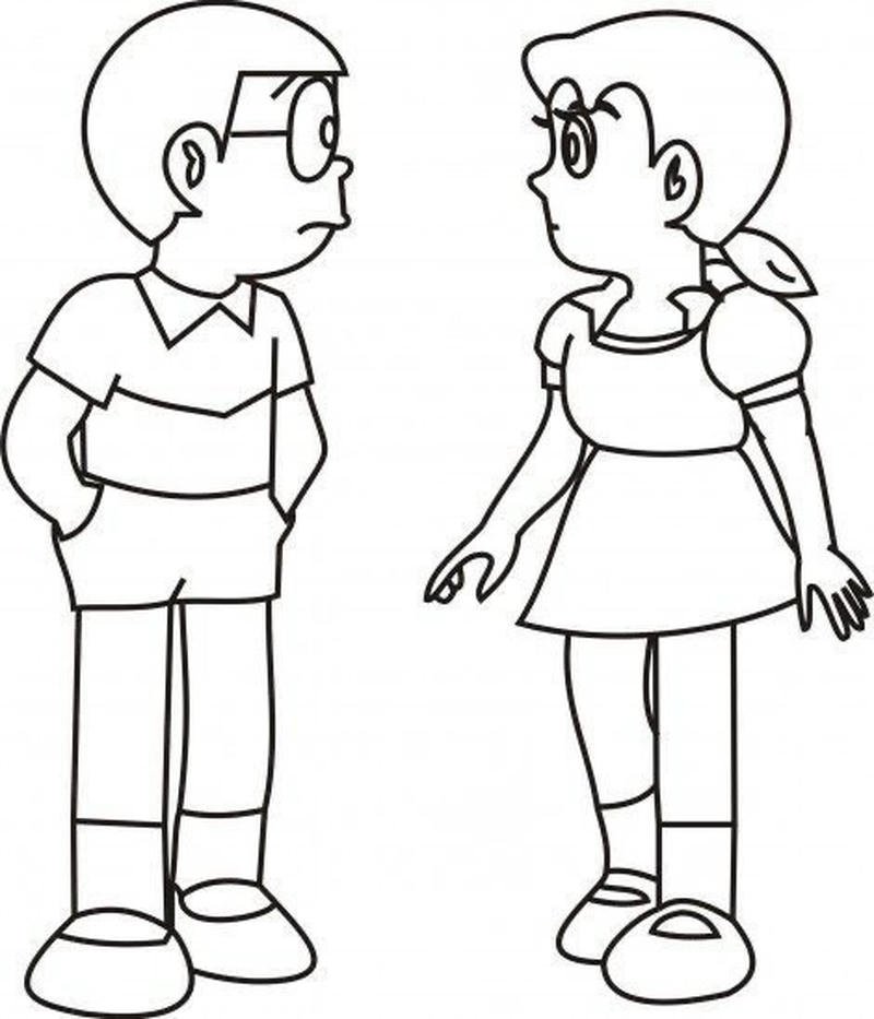 Hình minh họa tranh tô Nobita phong cách dễ thương