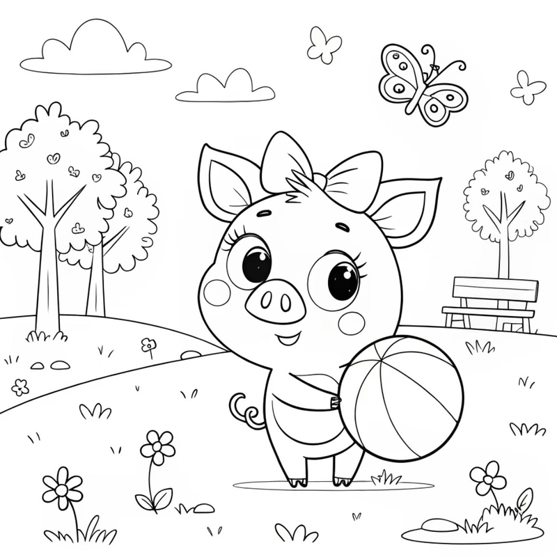 Hình tranh tô màu con heo mang vẻ ngoài ngộ nghĩnh
