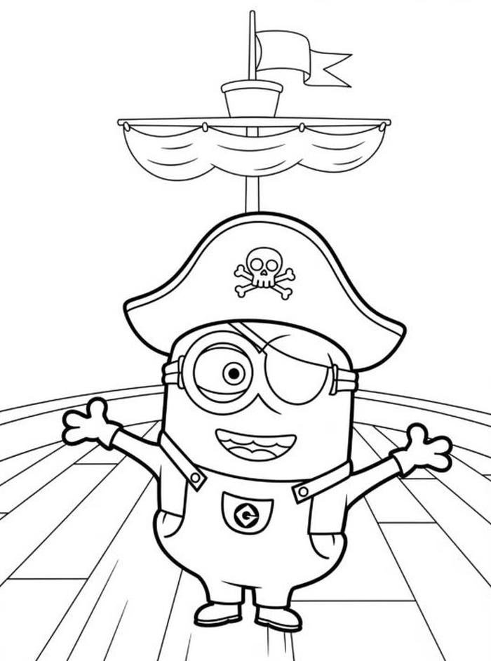 Hình tranh tô màu minion làm cướp biển.