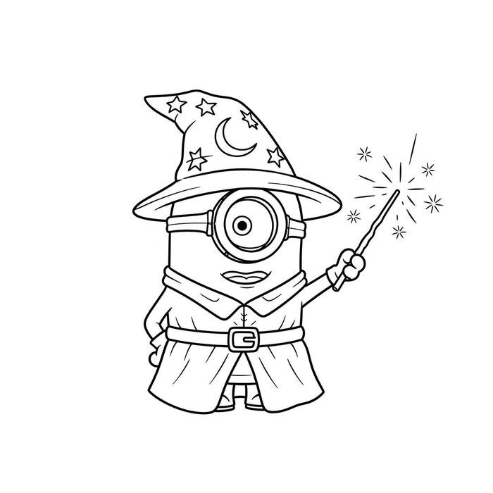 Hình tranh tô màu minion làm phù thủy