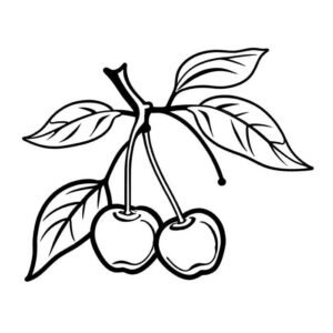 Hình tranh tô màu quả cherry quả nhỏ