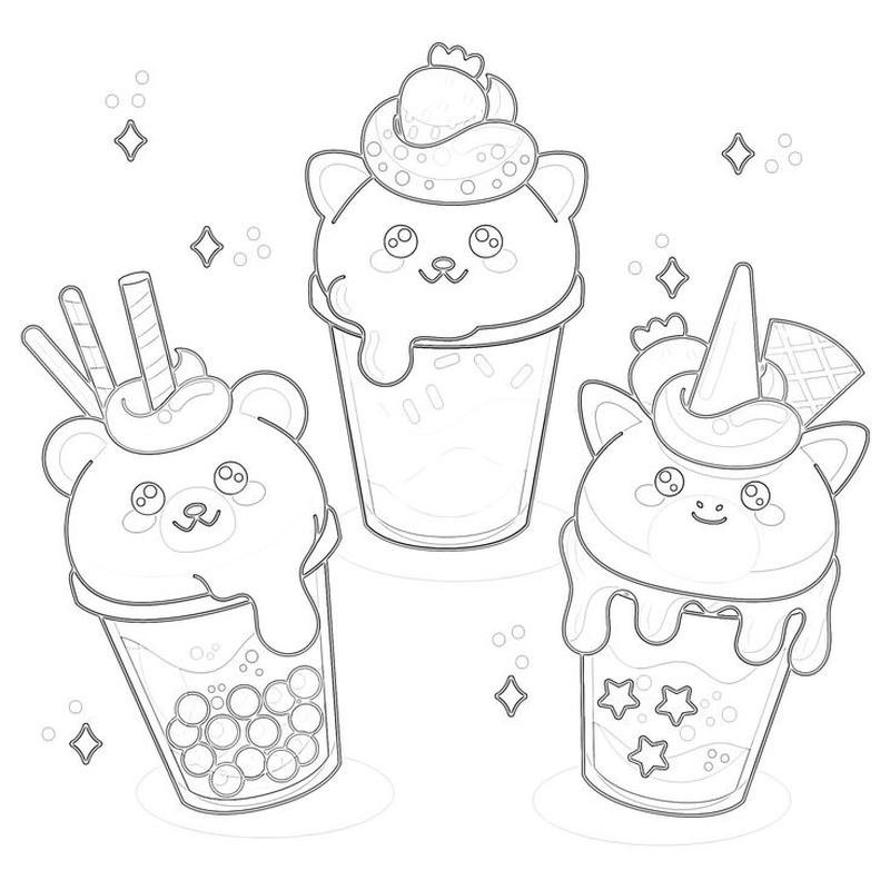Hình vẽ tranh tô màu trà sữa cute dễ tải