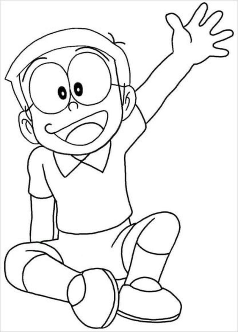 Mẫu in tranh tô Nobita đơn giản cho thiếu nhi
