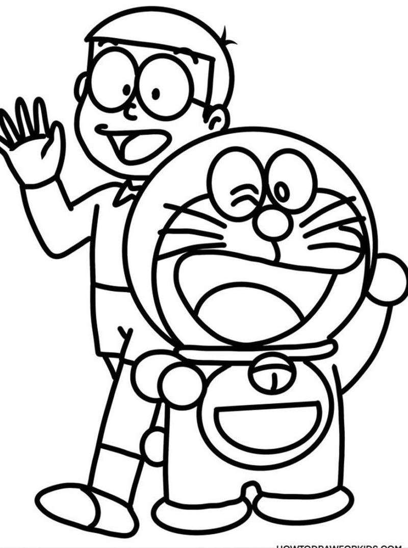 Mẫu tranh tô Nobita đơn giản đẹp mắt