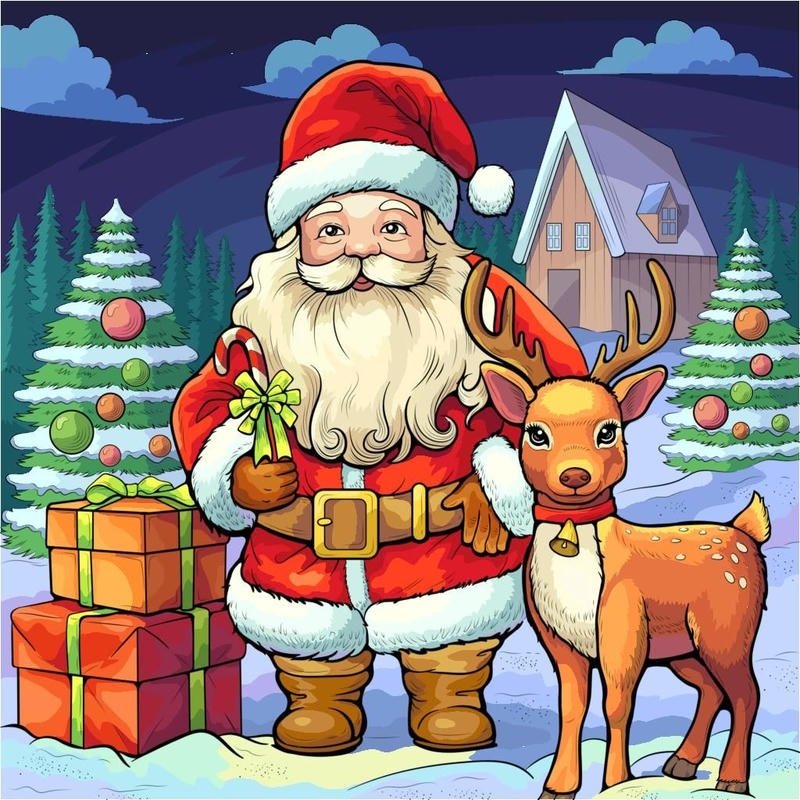 Ông già Noel với chiếc mũ đỏ và râu trắng nổi bật
