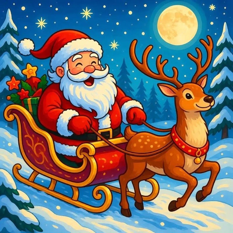 Ông già Noel với râu dài và má hồng dễ thương