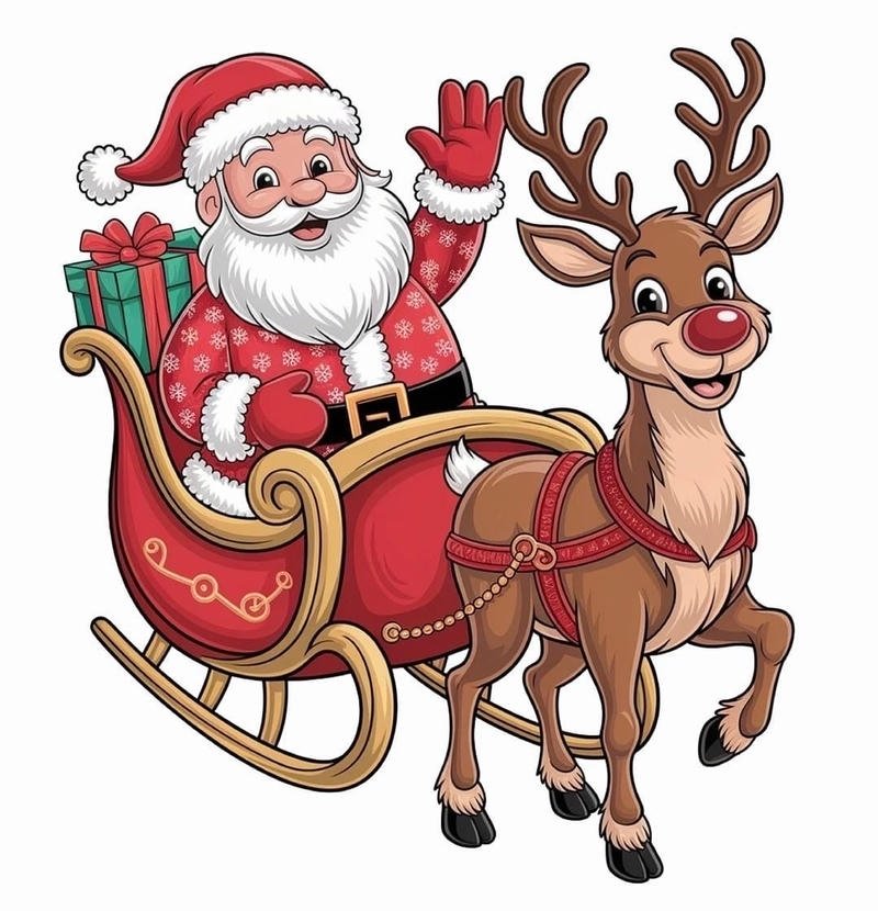 Ông già Noel vui vẻ với má hồng và râu dài