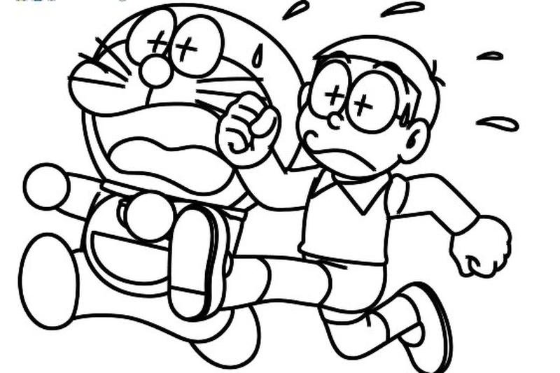 Tranh tô Nobita nét viền rõ cho trẻ em